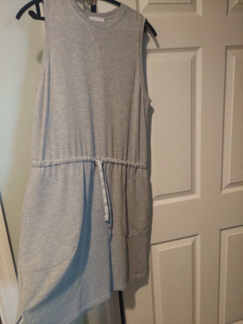 Calvin Klein Heather Gray Sleeveless Drawstring Sweatshirt Dress